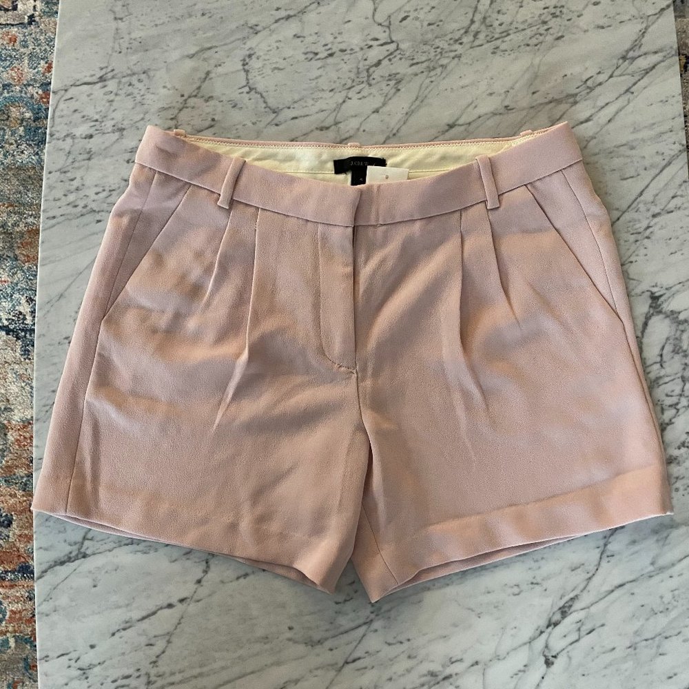 NWT J Crew Pleated Crepe Shorts, Pale pink
